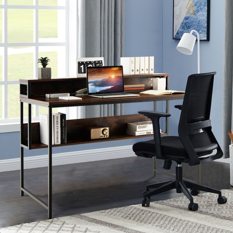 120cm Computer Desk Industrial Home Office Desk Study Writing Workstation Brown