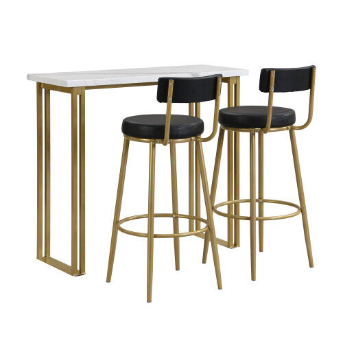Bar Table and 2 Stools Set Breakfast Counter Height Kitchen Dining Room MJ