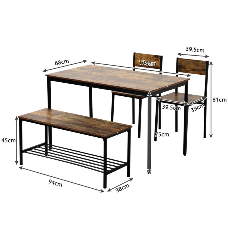4/6PCS Industrial Dining Table & Chair Set Kitchen Furniture Table Bench MO