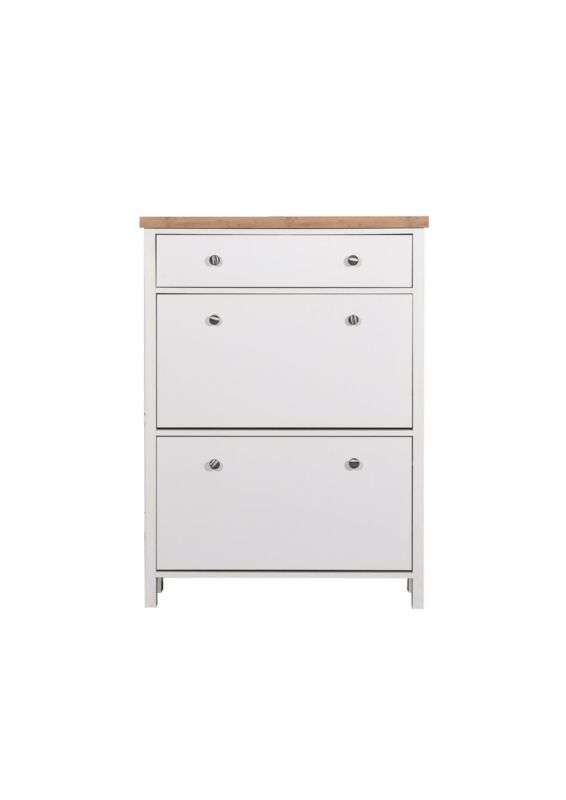 3 Tier Shoe Cabinet Storage Cupboard Footwear Stand Rack Wooden White