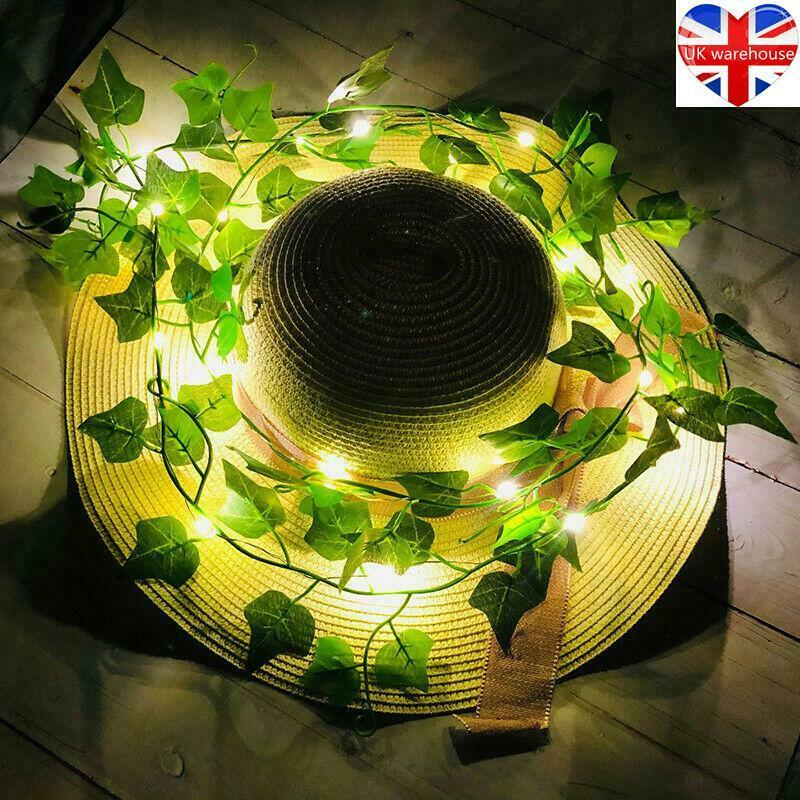 2M/10M LED Leaves Ivy Leaf Garland Fairy String Lights Party Garden Decor Lamp