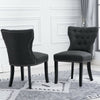 Set of 2 Wing Back Accent Dining Chair Fabric Wood Leg Dining Room Kitchen