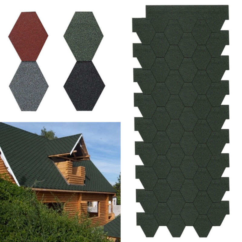 Self Adhesive Roof Felt Tiles Mosaic Asphalt Shingles Set Shed Roofing 18pcs