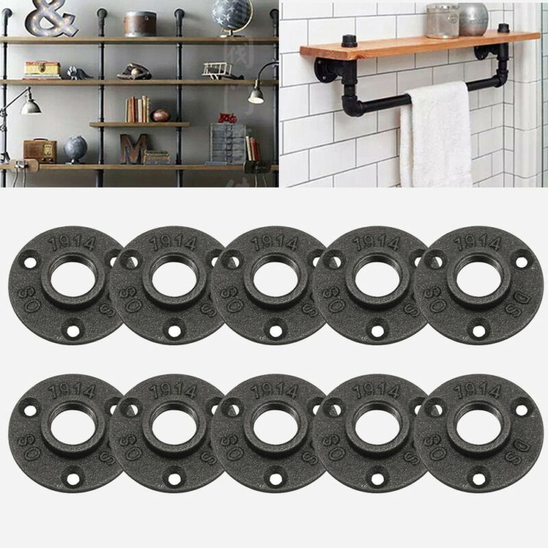 1-150x BSP Malleable Iron Pipe Fittings Wall Mount Floor Flange 1/2" 3/4" 1" UK