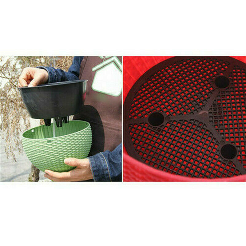 Self-watering Hanging Flower Pot Resin Plaited Hanging Basket Garden Decor