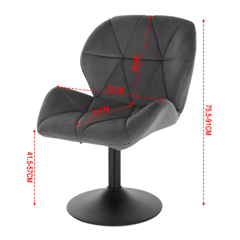 1/2x Bar Stool Adjustable Height Swivel Barstool Kitchen Pub Home Velvet Chair