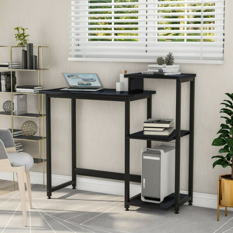 Computer Desk Home Office Study PC Writing Table Workstation Shelf Furniture UK