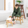 Bamboo Shower Bench Foot Stool Set Bathroom Organizer Seat Stool Shower Bench