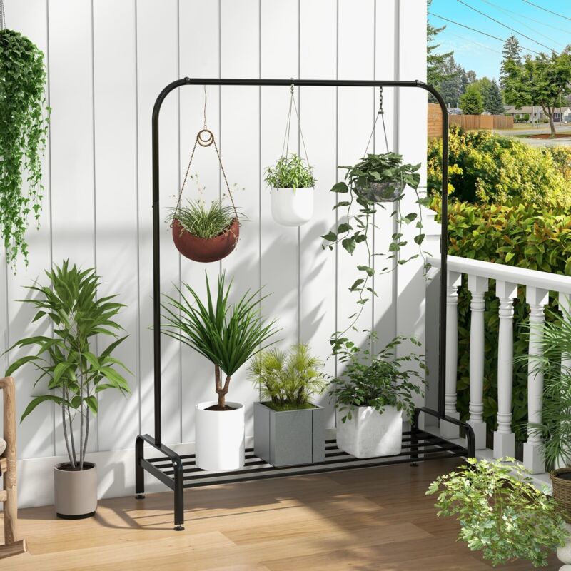 2 in 1 Garment Rack Industrial Clothes Rack w/Storage Shelf Clothes Hanging Rack