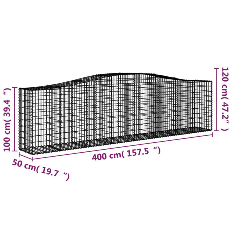 Arched Gabion Baskets 2 pcs 400x50x100/120 Galvanised N8C3