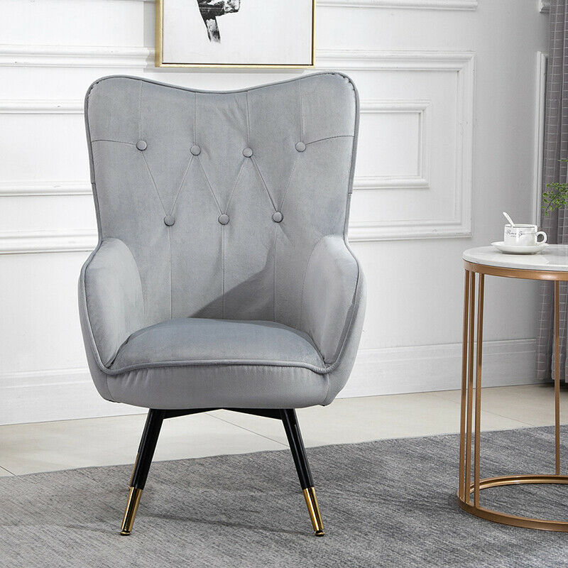 Grey Wing Back Occasional Chair Tub Armchair Living Room Fireside Sofa Lounge BN