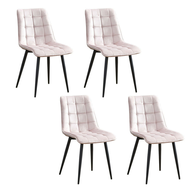 Set of 4 Dining Chairs Velvet Upholstered Seat Metal Legs Kitchen Restaurant BN
