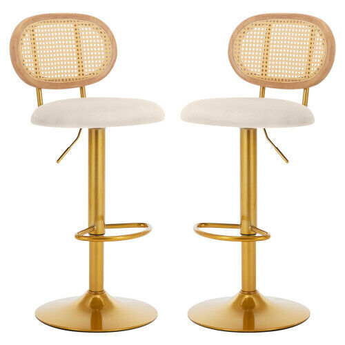 Bar Stools Set of 2 Dining Chair Swivel Velvet Pub Bar Lounge Chairs NS