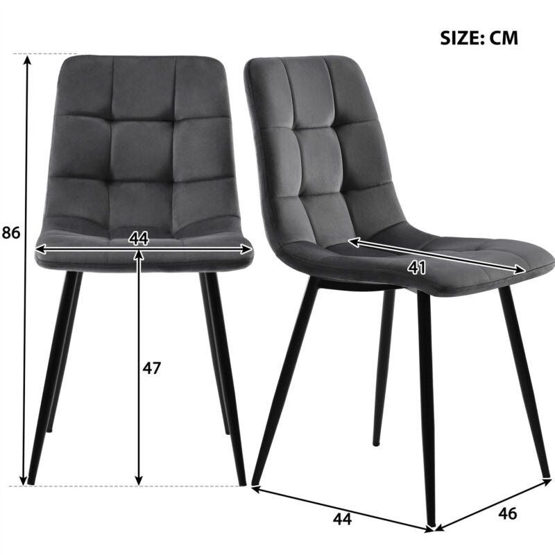 Modern Dining Table and 4 Chairs Set with Metal legs Dining Room Kitchen Grey