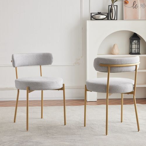 Set of 2 Dining Chairs Upholstered Accent Chairs Kitchen Chairs w/ Metal Legs MR