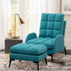 Upholstered Velvet Single Sleeper Sofa Recliner Home Cinema Armchair with Stool