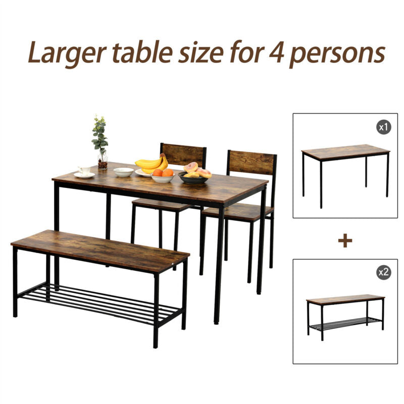 Dining Table With 2/4 Chairs Bench Set 4/6 Seater Home Kitchen Room Furniture MR