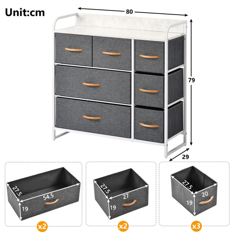 Chest of Drawers Unit Cabinet with 7 Drawers Storage Bedroom Furniture Home