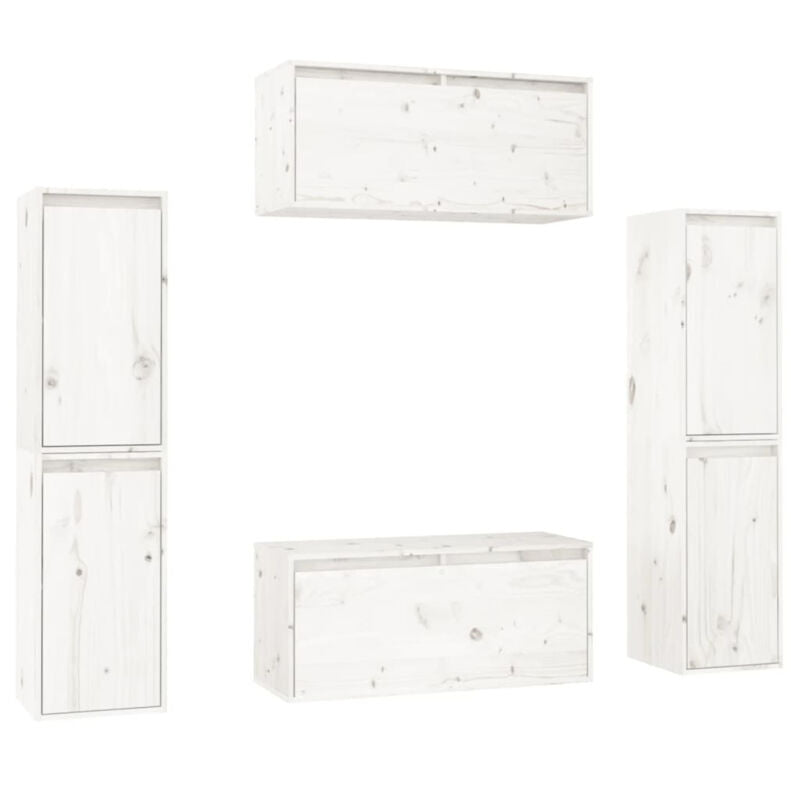 TV Cabinets 6 pcs White Solid Wood Pine C4C4