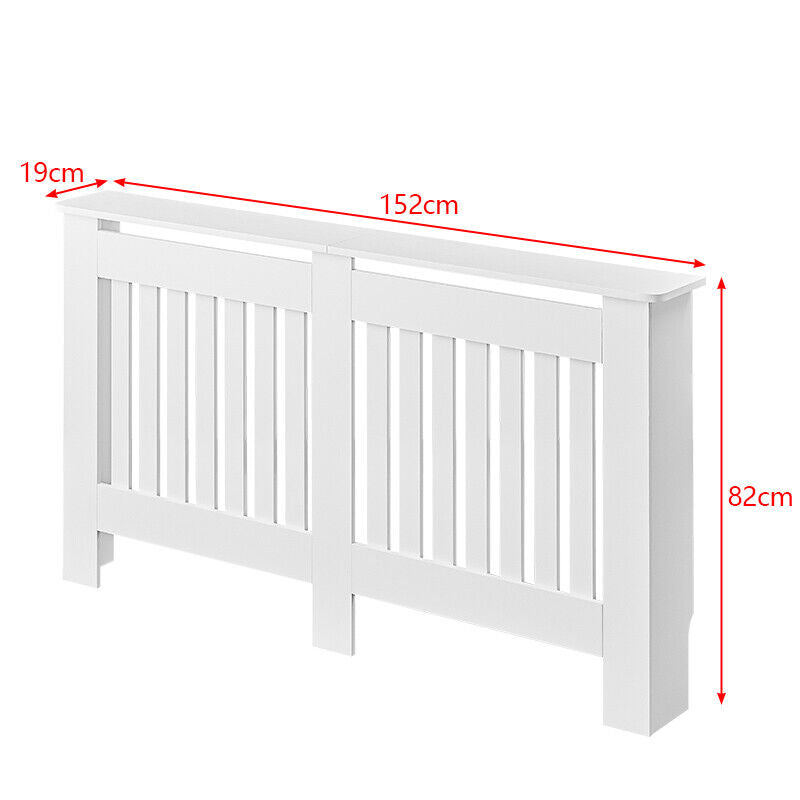 152cm MDF Radiator Cover Wall Cabinet Wide Wood Slats Vertical Grill White DIY
