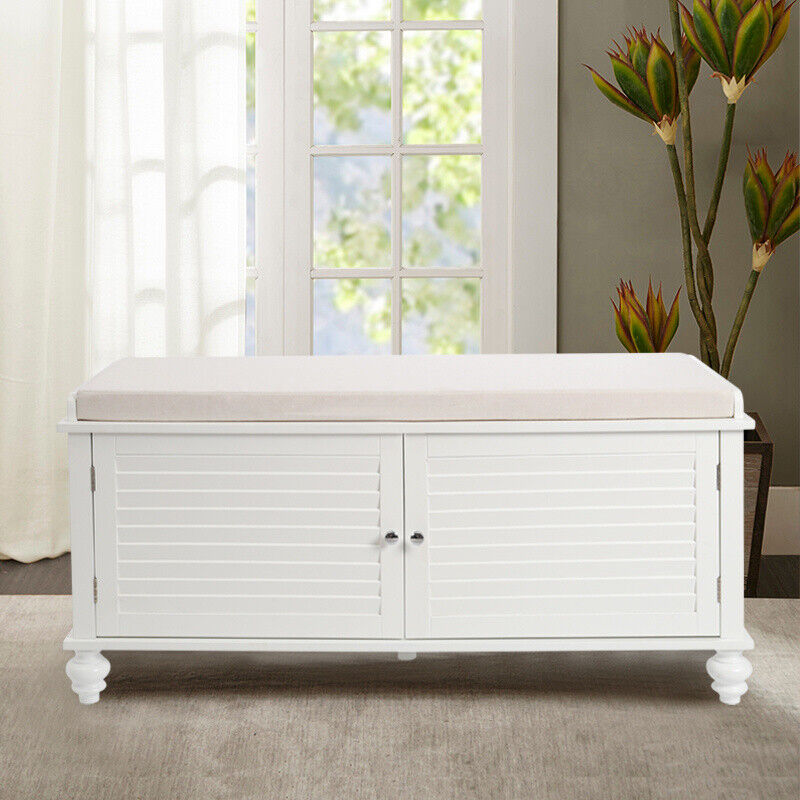 2 Seater Wooden Shoe Cabinet Bench Window Seat Storage with Door Cupboard Unit