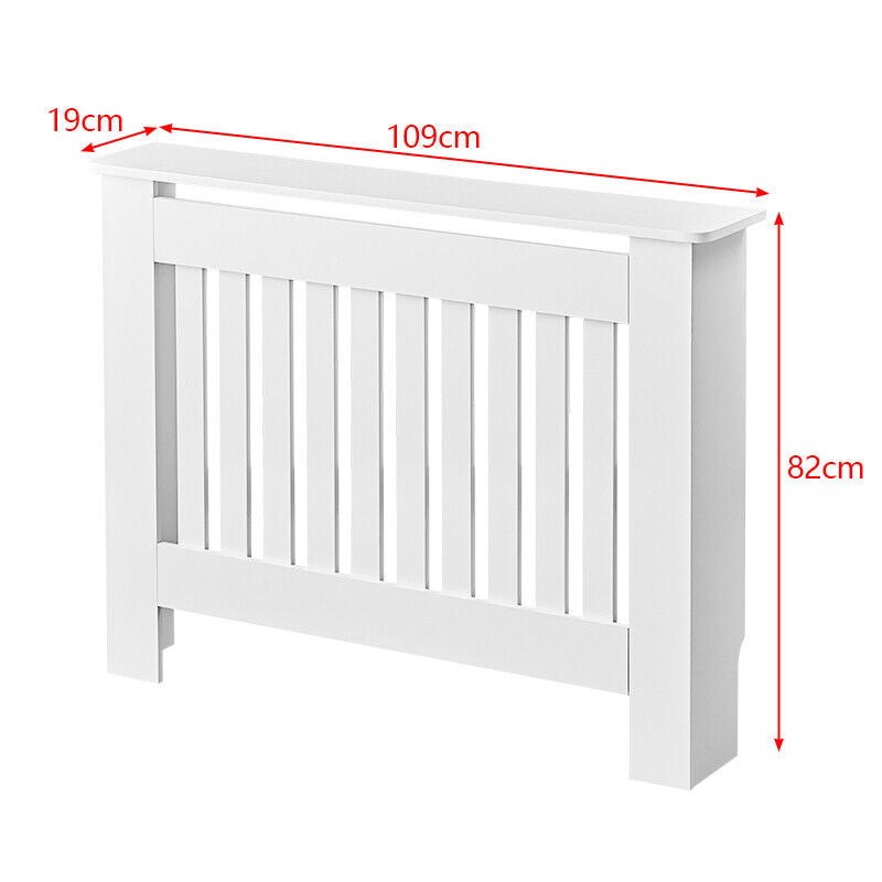 109cm MDF Radiator Cover Wall Cabinet Wide Wood Slats Vertical Grill White DIY