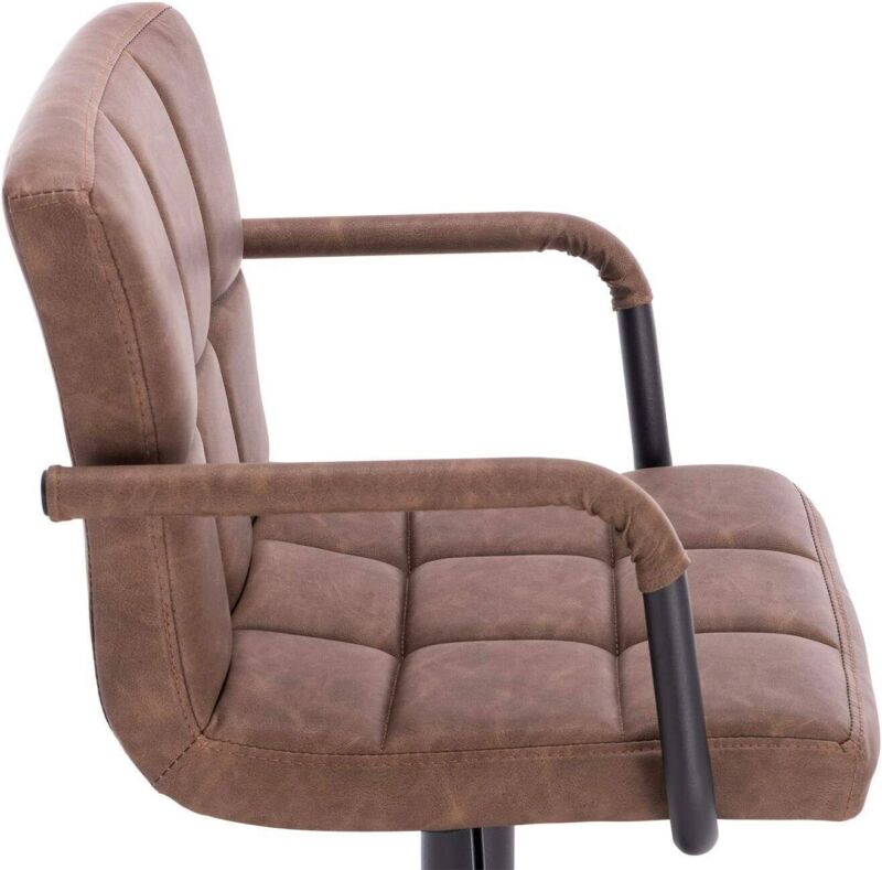 2x Bar Stools Breakfast Barstools w/ Faux Leather Adjustable Swivel Lift Kitchen