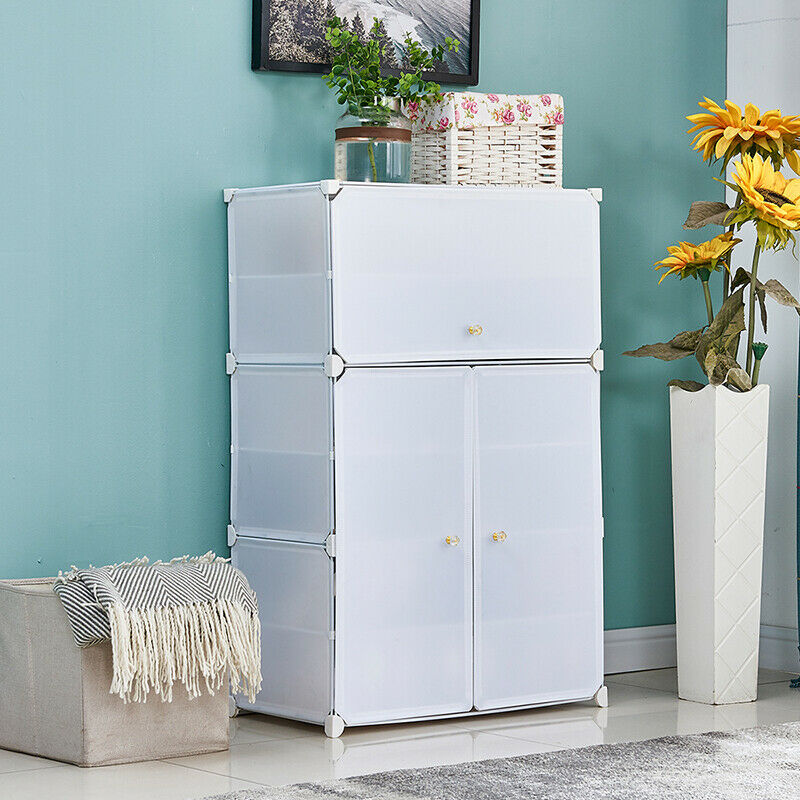 6 Tiers Shoe Rack Cube 3 doors DIY Cupboard Storage Cabinet Unit Organiser Home