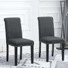 2x Dark Grey Dining Chairs Upholstered Fabric with Rivets Wood Legs Diningroom