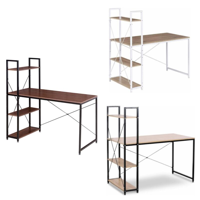 Computer Desk w/ 3 Tier Storage Shelves Office Laptop Workstation Study Writing