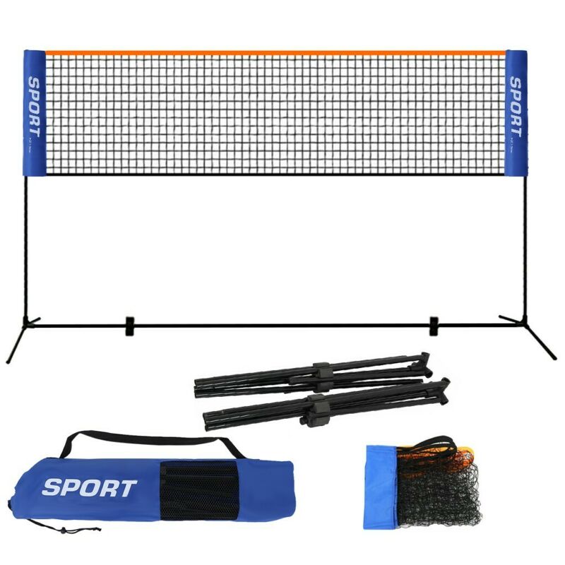 16FT Portable Volleyball Tennis Net Badminton Stand Set Poles Stand Frame & Bag