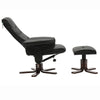 Classic Black PU Leather Armchair Recliner Office Swivel Lounger Chair+Stool Set