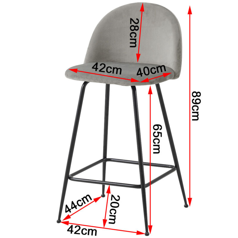 2x Breakfast Barstools w/ Velvet Padded Backrest High Counter Stools Restaurant