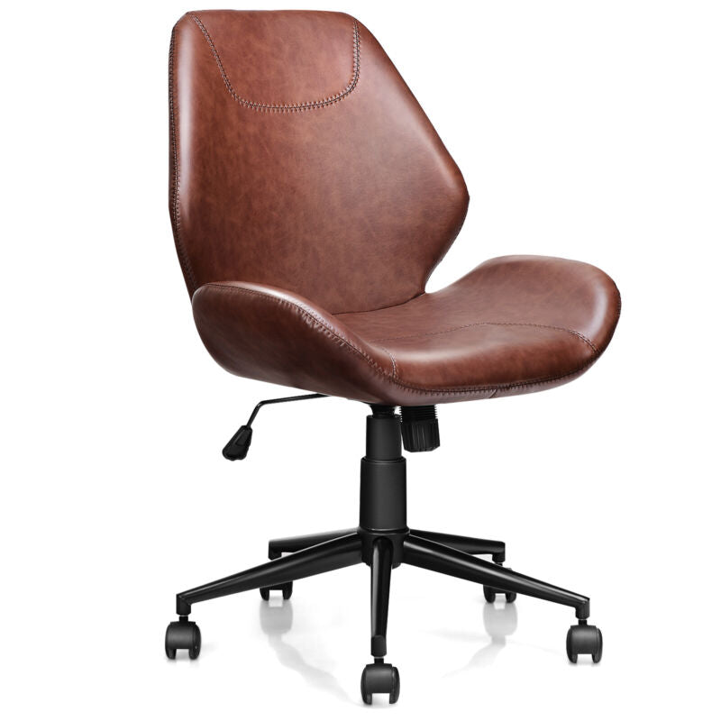Ergonomic Leisure Chair PU Leather Rolling Upholstered Task Chair Adjustable