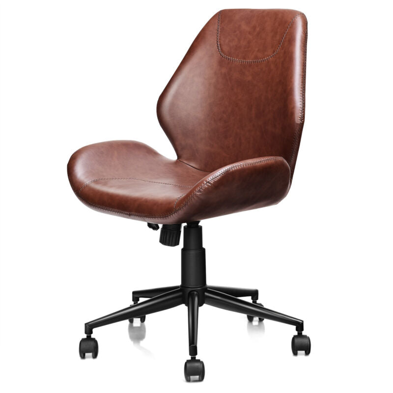 Ergonomic Leisure Chair PU Leather Rolling Upholstered Task Chair Adjustable