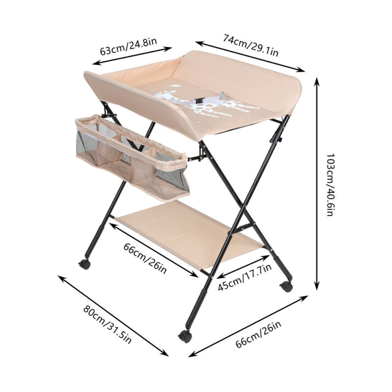 Portable Baby Changer Unit Table Nursery Changing Station Bath Mat And Storage
