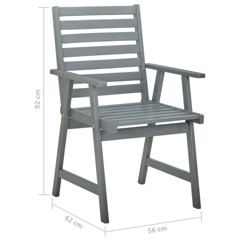 Outdoor Dining Chairs 6 pcs Grey Solid Acacia Wood I5Q7