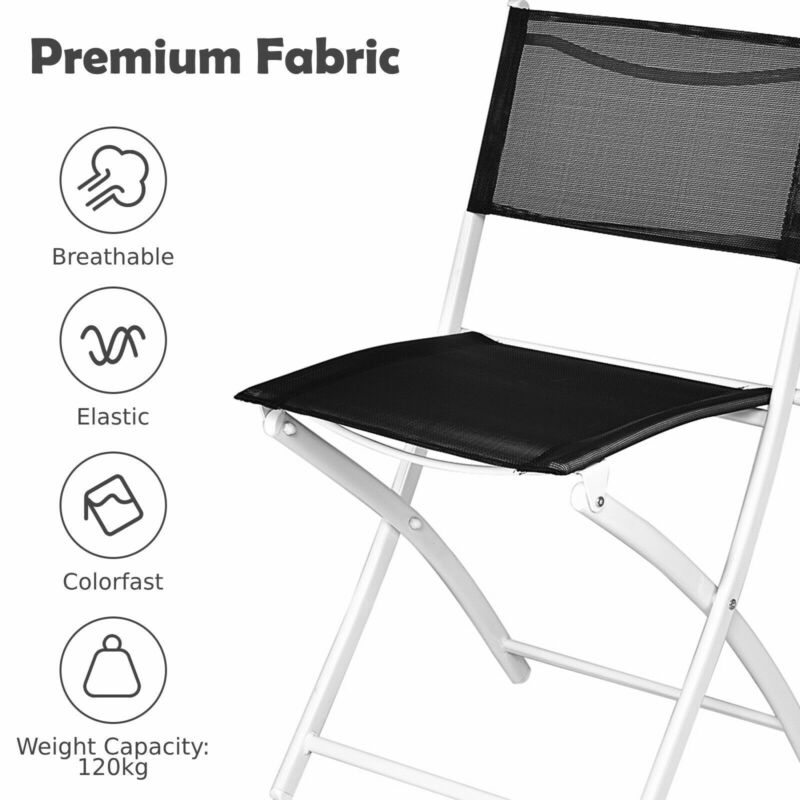 3pcs Patio Bistro Set Folding Table and Chair Set In/Outdoor Furniture W/ Table