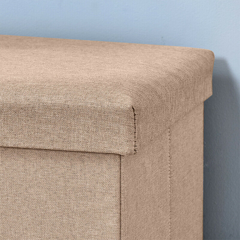 Fabric Foot Rest Stool Storage Box Storage Cube Footstool Pouf Bench Home Khaki