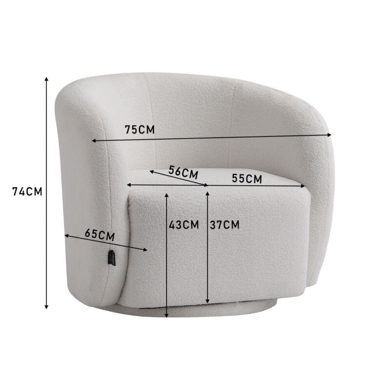 Swivel Round Barrel Armchair Tub Chair Living Room Hotel White Julep Sofa Chairs