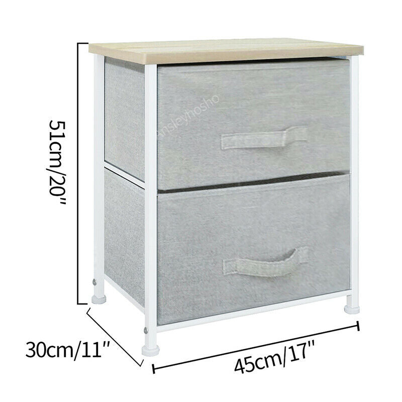Fabric Chest of Drawers Bedside Cabinet Table Night Stand Storage Unit Cupboard