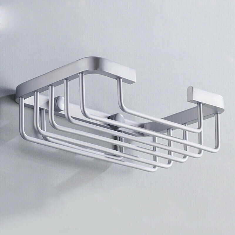 Silver Stainless Steel Soap Holder Dish Bathroom Wall Mounted Storage Rack UK
