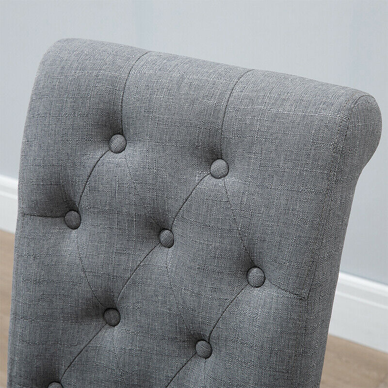 6 Pcs Dining Chairs Fabric Padded Black Chair Legs Furniture Home Modern Grey BN