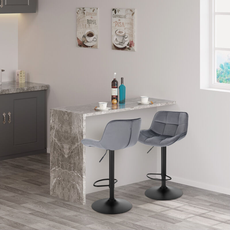 1/2x Bar Stool Swivel Gas Lift Chair w/ Backrest Footrest Barstool Kitchen Pub