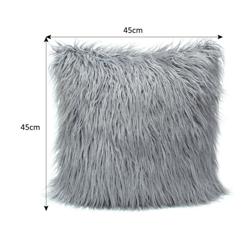 18" Plush Throw Pillow Case Fluffy Plush Sofa Cushion Cover Home Sofa Decor