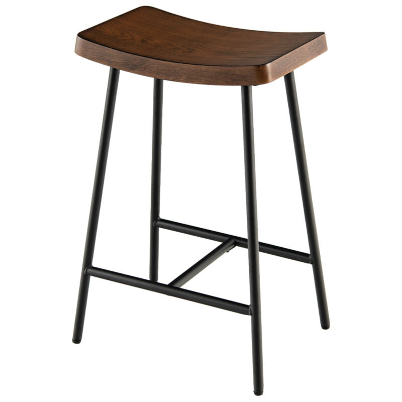 Bar Stools Saddle Seat Stool w/ Metal Legs & Adjustable Foot Pads Backless