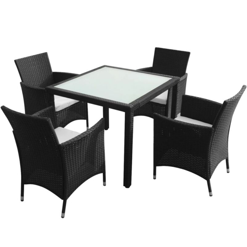 9 pcs Rattan Garden Furniture Set Outdoor Furniture Set Table Chair Black S2I3