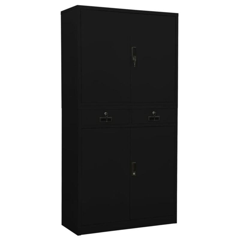 Office Cabinet Black 90x40x180 Steel B8K4