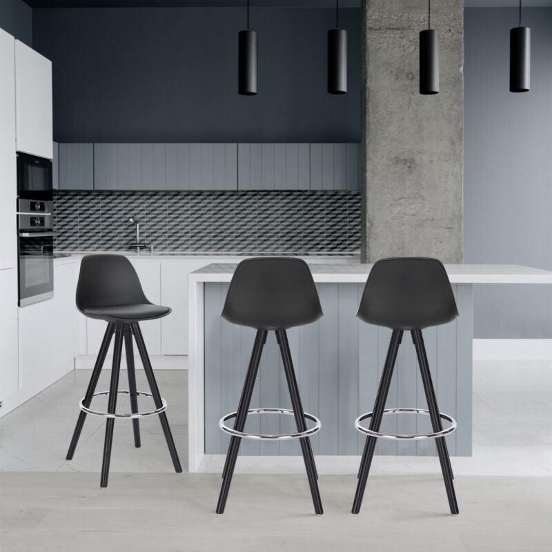 1x Bar Stools Faux Leather Upholstered Seat High Counter Barstool Pub Cafe Club