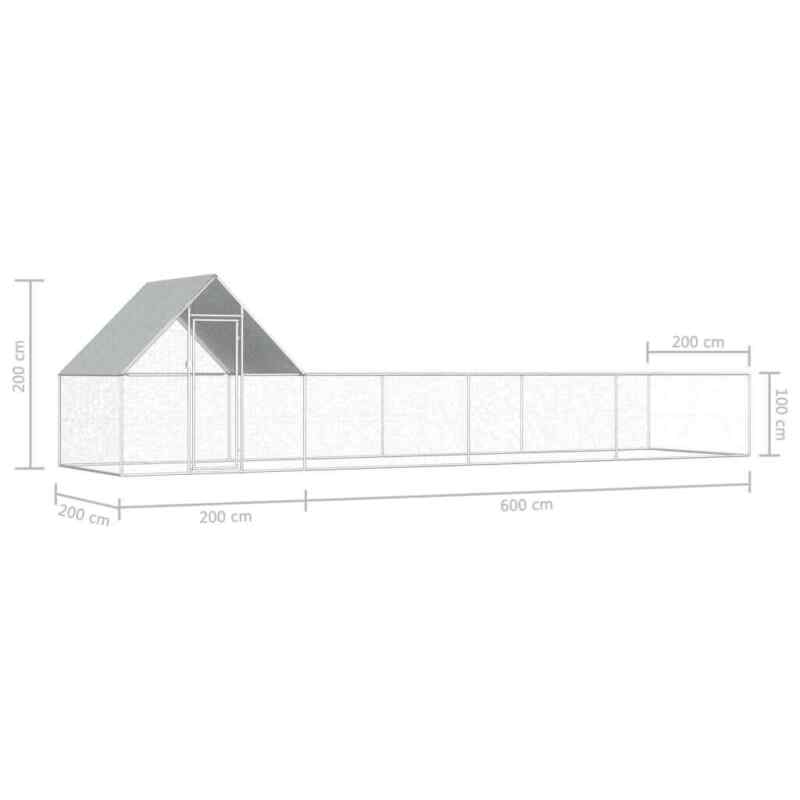 Chicken Coop 8x2x2 m Galvanised Steel I9M7